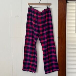 Love by Gap Plaid Pajama Pants Women's Medium Pink Navy Blue Flannel Sleepwear